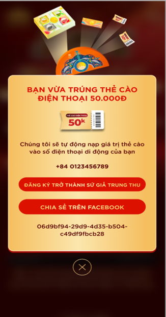 Trúng thưởng Thẻ cào điện thoại trị
            giá 50.000 VNĐ